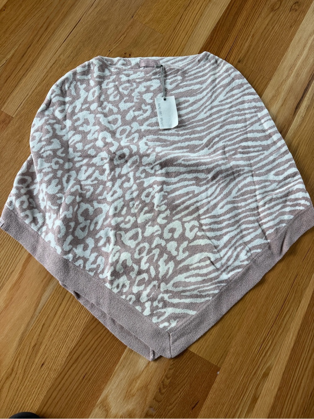 Barefoot Dreams Pink and White Animal Print Poncho